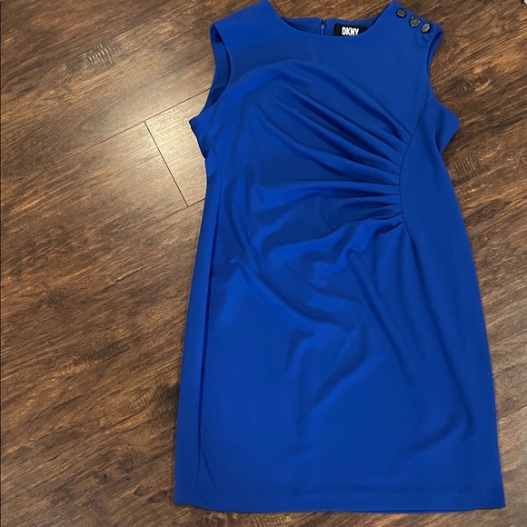 DKNY Cobalt Blue Mini Dress with Shoulder Buttons - Picture 4 of 5
